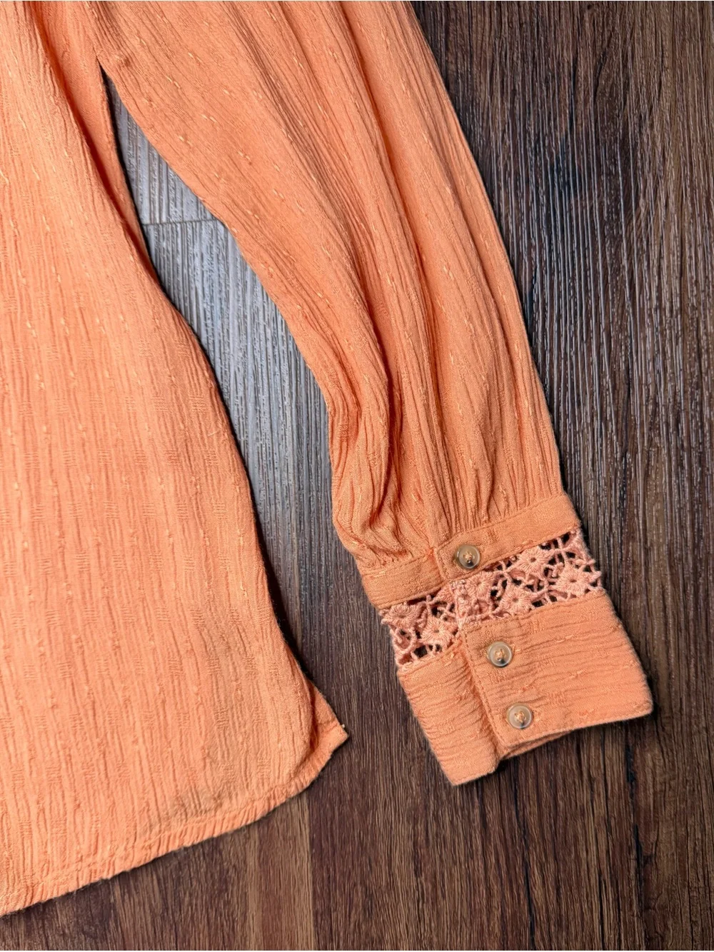 Free People Peach Crochet Lace Back Boho Blouse S